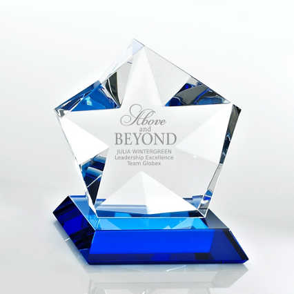 Blue Luminary Crystal Award - Star